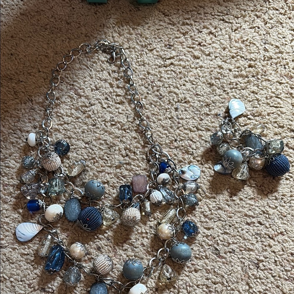 Elegant Blue and Silver Beaded Necklace